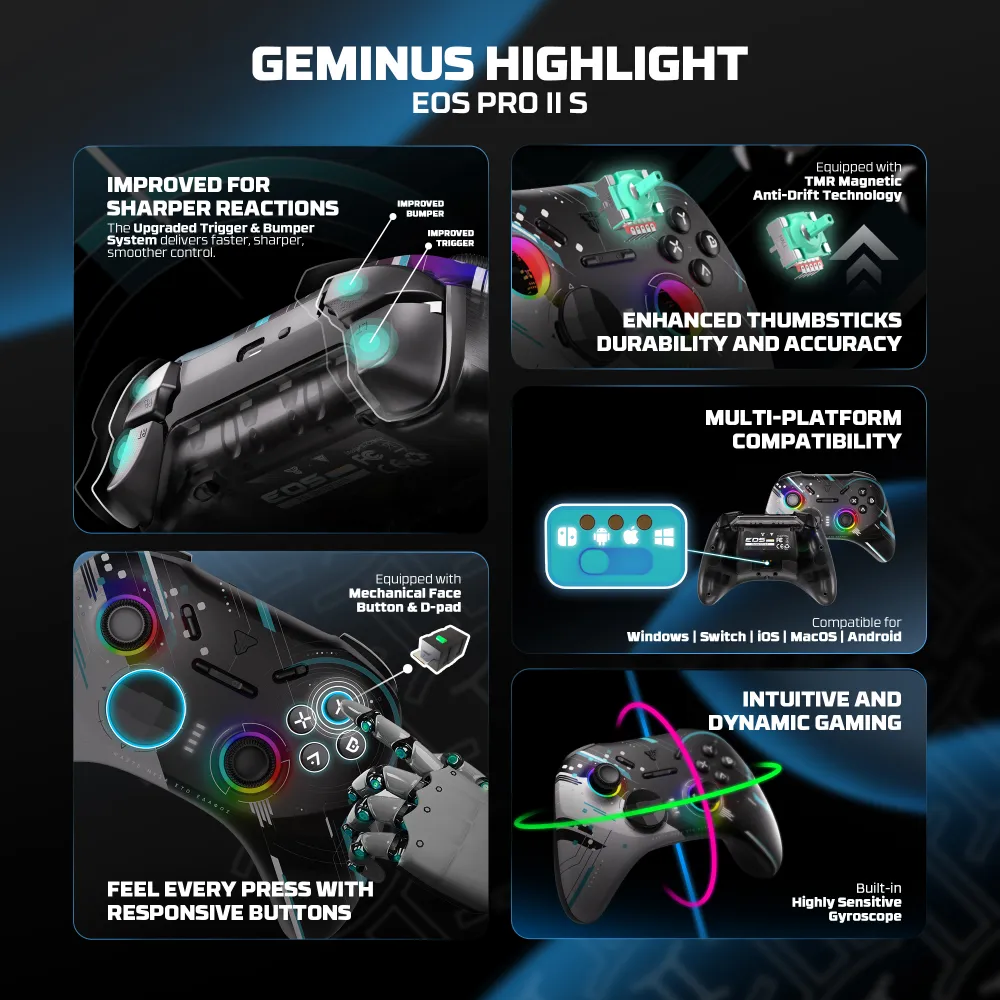 Joypad wireless Fantech WGP15V2S EOS PRO II S Geminus multiplatform RGB crni