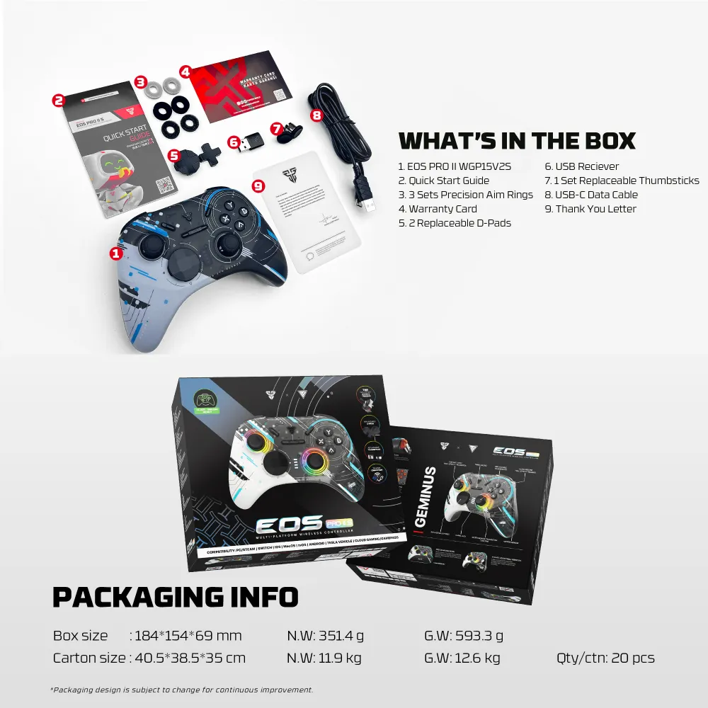 Joypad wireless Fantech WGP15V2S EOS PRO II S Geminus multiplatform RGB crni