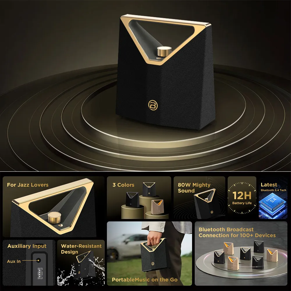 Bluetooth zvucnik BUGANi Brief Plus BS12304 crno-zlatni