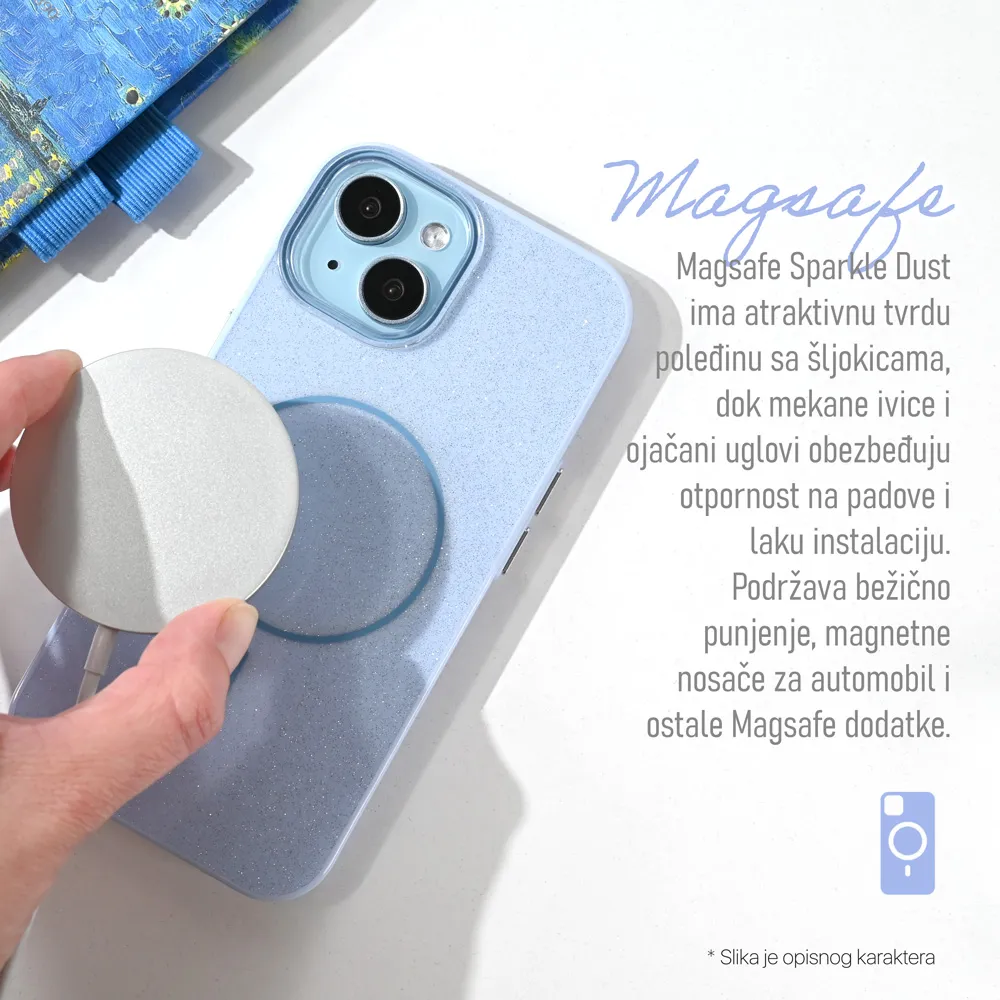 Maska Magsafe Sparkle Dust za iPhone 16 Pro Max 6.9 plava