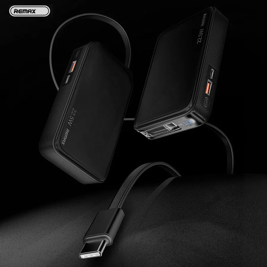 Power bank prenosiva baterija REMAX FCP-25 Fast Charging 22.5W(teleskopski kabl) Type-C 10000mAh crni
