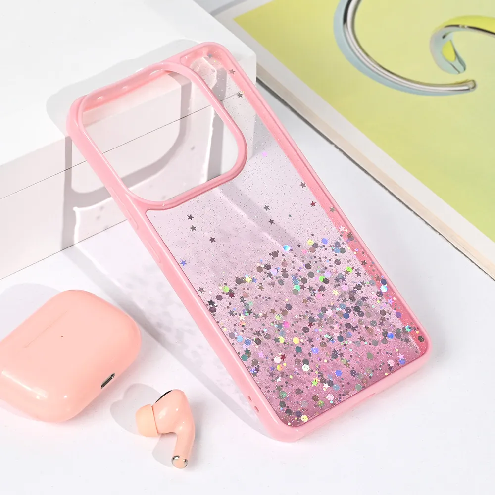 Maska Frame Glitter za Xiaomi Redmi Note 14 5G roze