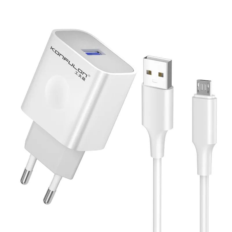 Kucni punjac KONFULON C69C+DL47 QC 18W, sa micro USB kablom beli 1m