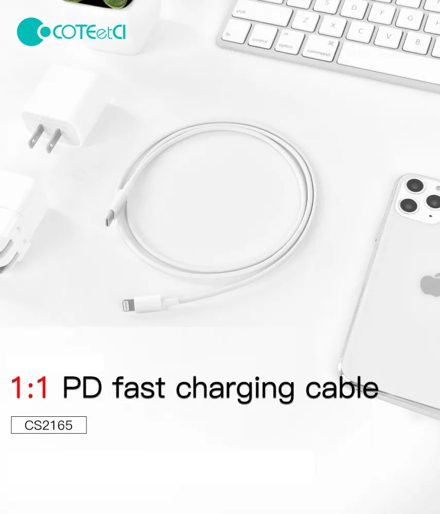 Data kabl Coteci CS2165 3A PD na iPhone lightning beli 1m