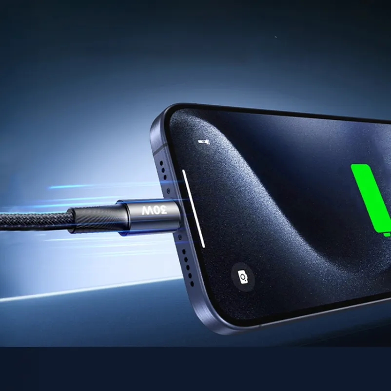 Data kabl REMAX Velocity CB25 Fast charging 30W Type C na iPhone lightning 1.2M crni