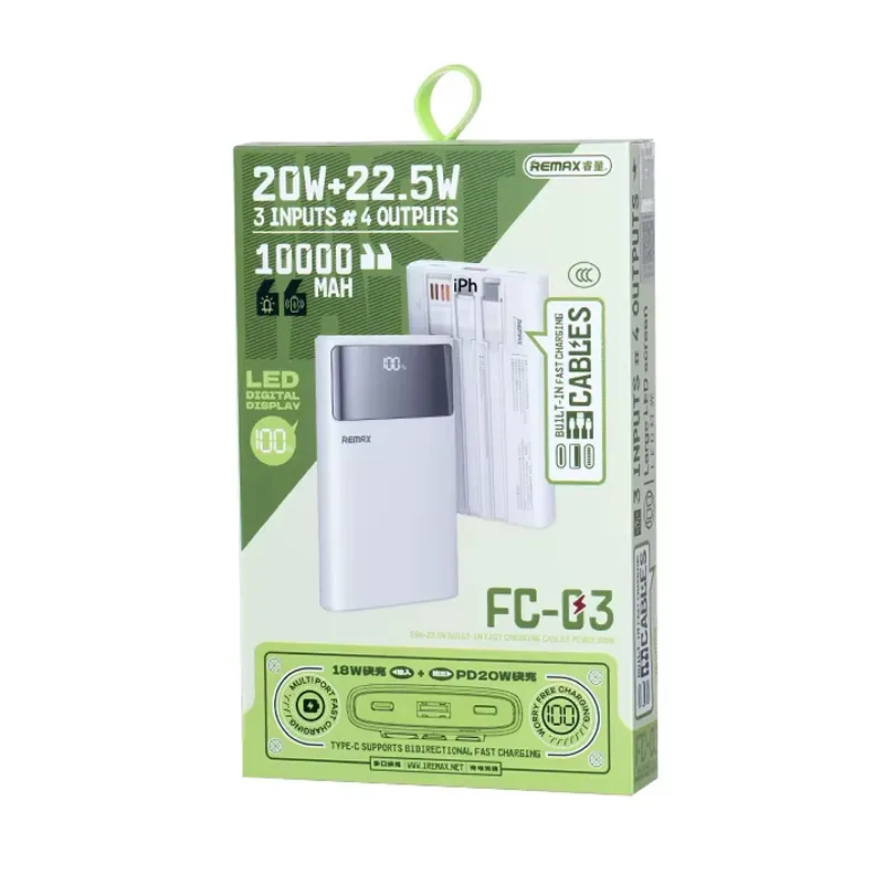 Power bank prenosiva baterija REMAX FC-03 20W+22.5W 10000mAh bela