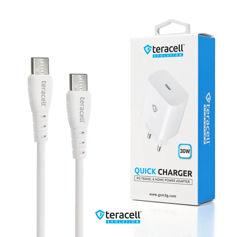 Kucni punjac Teracell Evolution TC-18 PD Fast charging 30W sa PD type C kablom beli CE