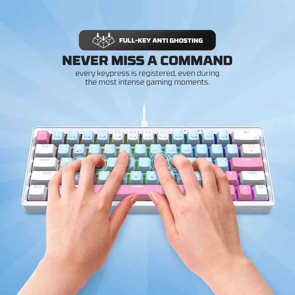 Tastatura Mehanicka Gaming Fantech MK611 Atom x63 AME plava (rosie switch)