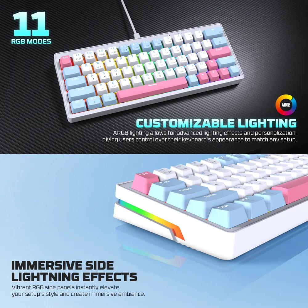Tastatura Mehanicka Gaming Fantech MK611 Atom x63 AME plava (rosie switch)