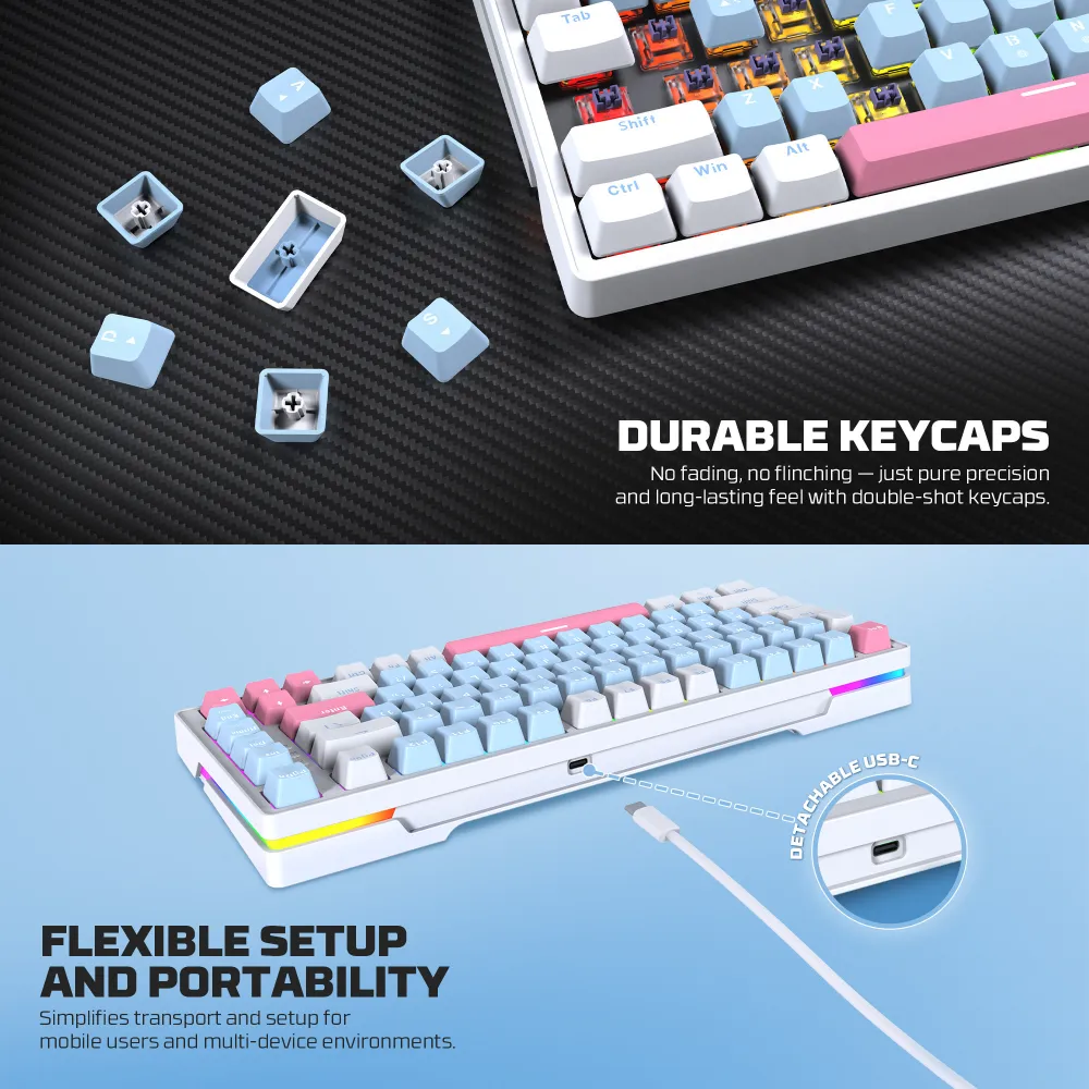 Tastatura Mehanicka Gaming Fantech MK612 Atom x83 AME bela (taro switch)