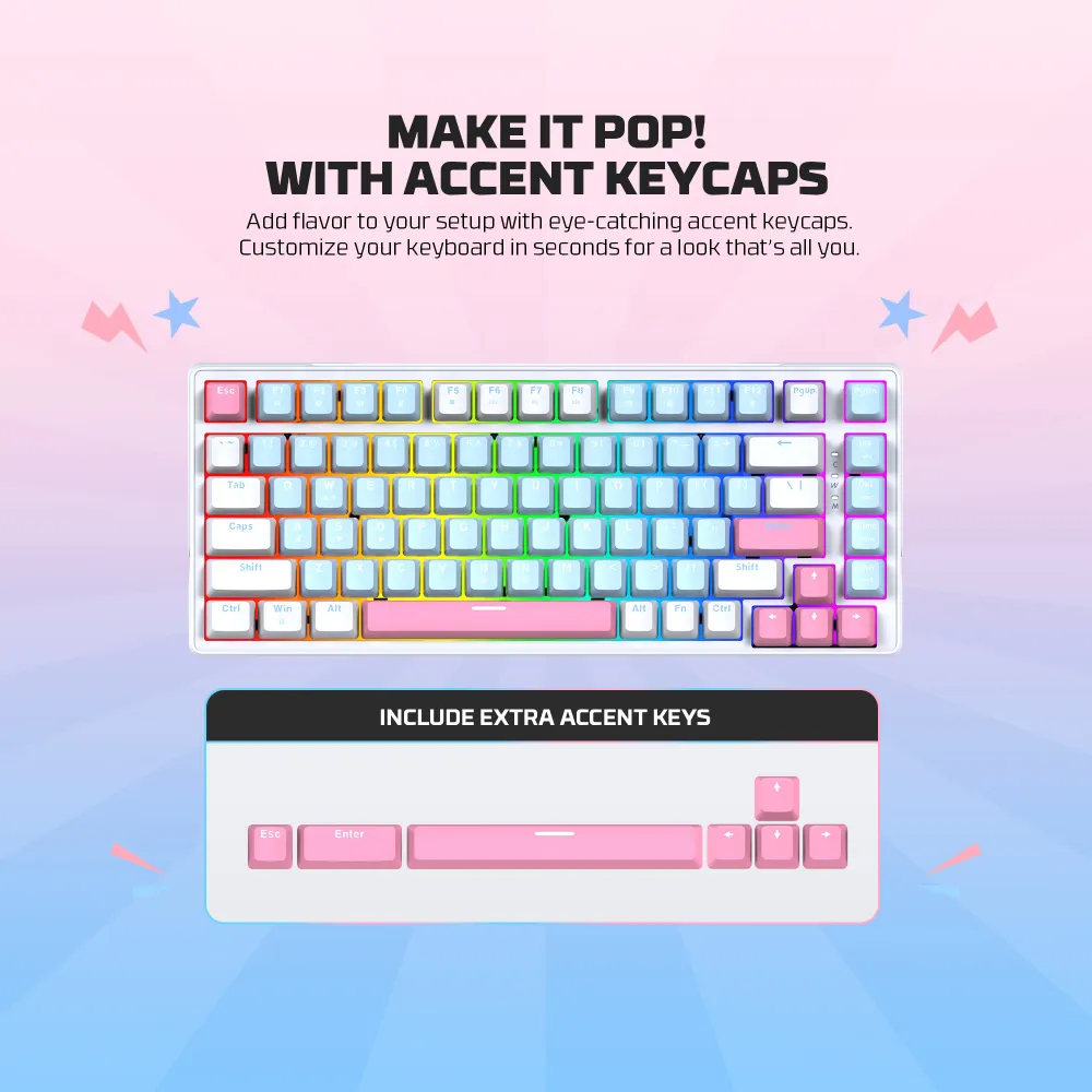 Tastatura Mehanicka Gaming Fantech MK612 Atom x83 AME bela (rosie switch)