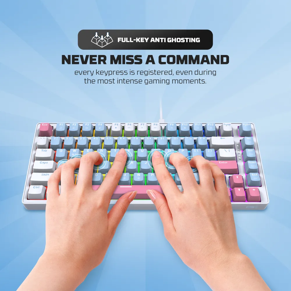 Tastatura Mehanicka Gaming Fantech MK612 Atom x83 AME bela (rosie switch)