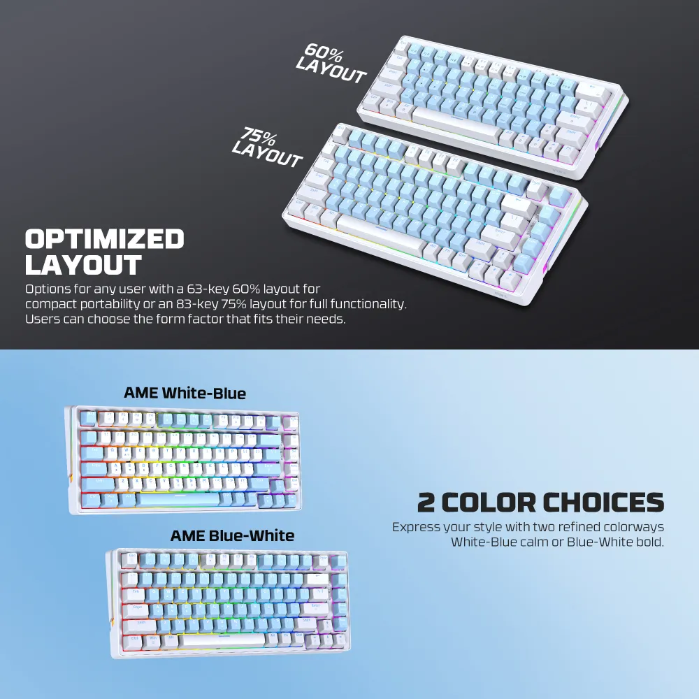 Tastatura Mehanicka Gaming Fantech MK612 Atom x83 AME plava (taro switch)