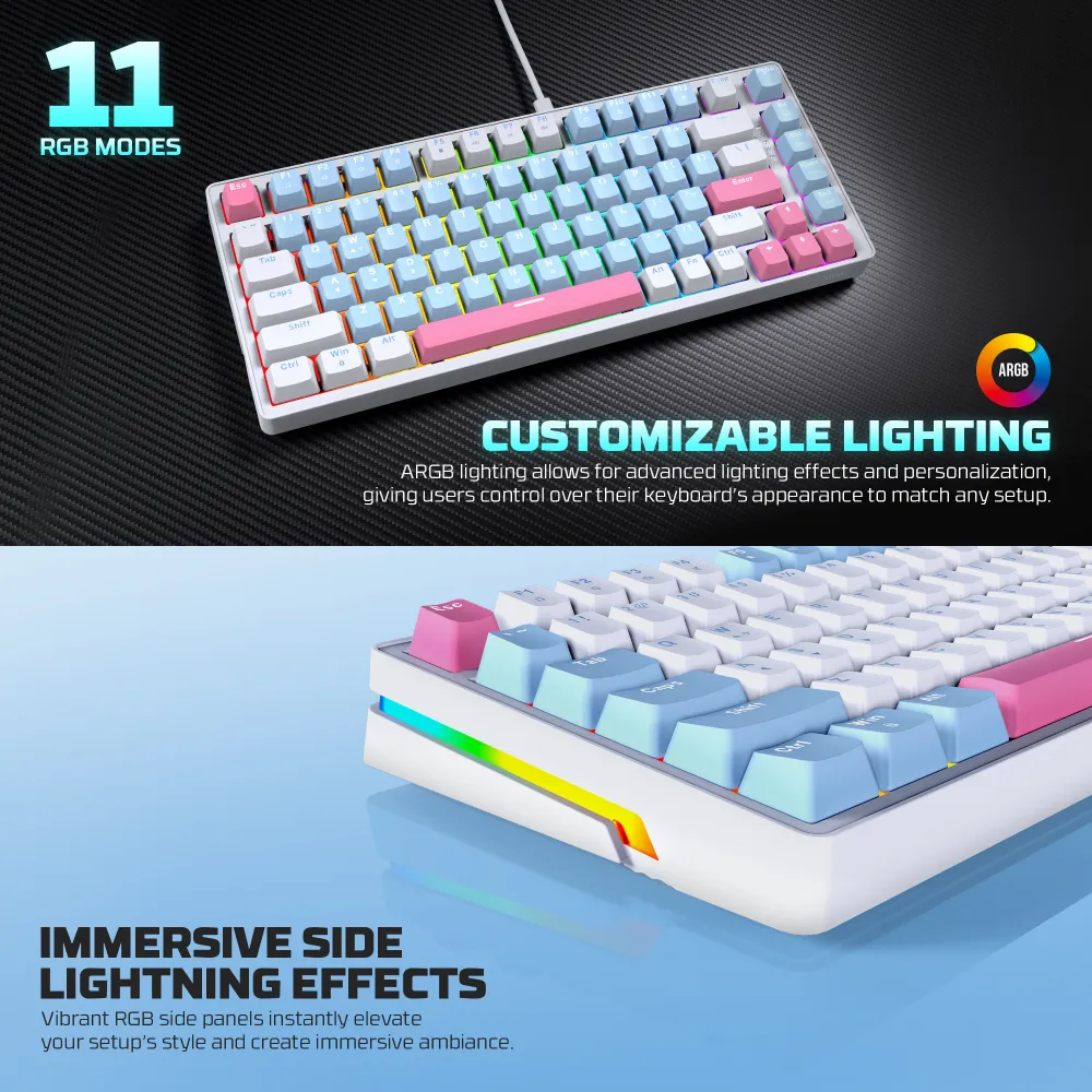 Tastatura Mehanicka Gaming Fantech MK612 Atom x83 AME plava (taro switch)
