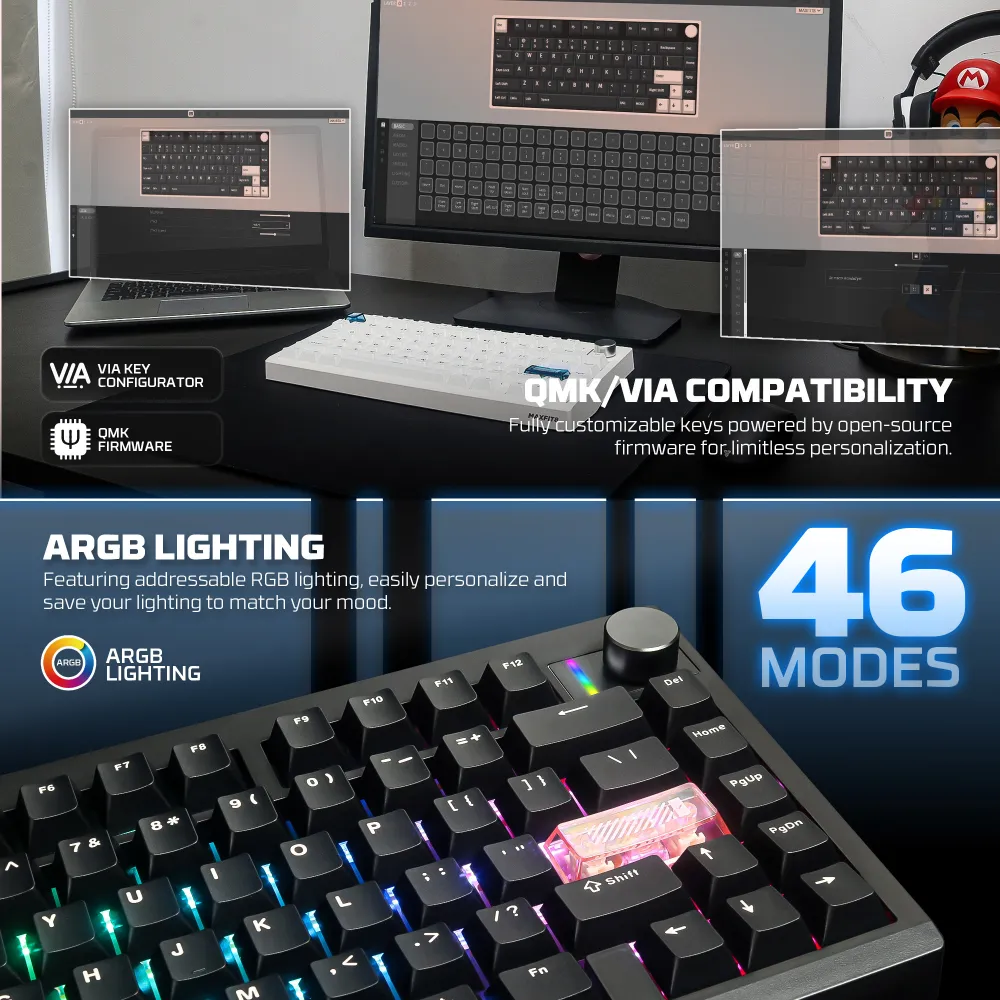 Tastatura Mehanicka Gaming Fantech MK921 Maxfit 8 Wireless white white switch