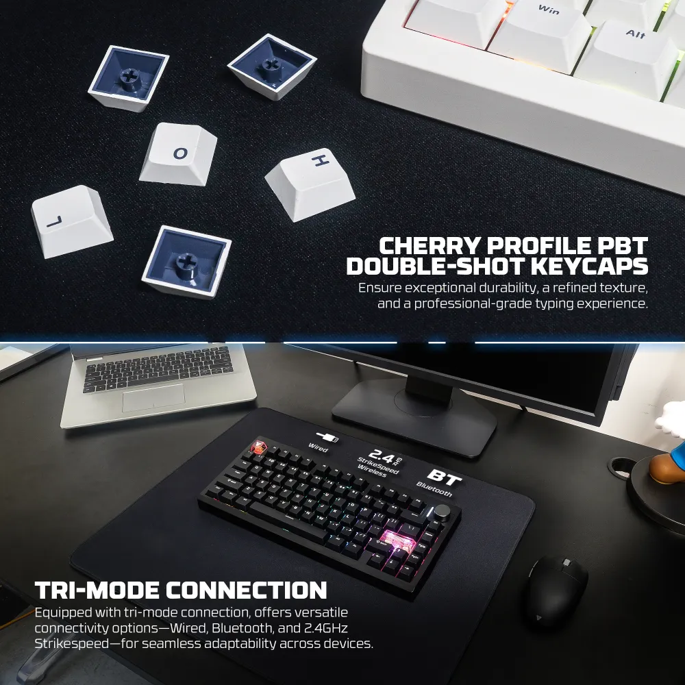 Tastatura Mehanicka Gaming Fantech MK921 Maxfit 8 Wireless white white switch