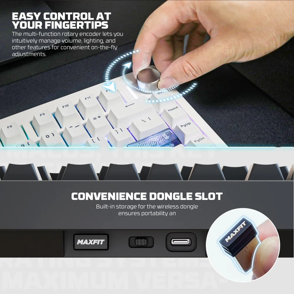 Tastatura Mehanicka Gaming Fantech MK921 Maxfit 8 Wireless white white switch
