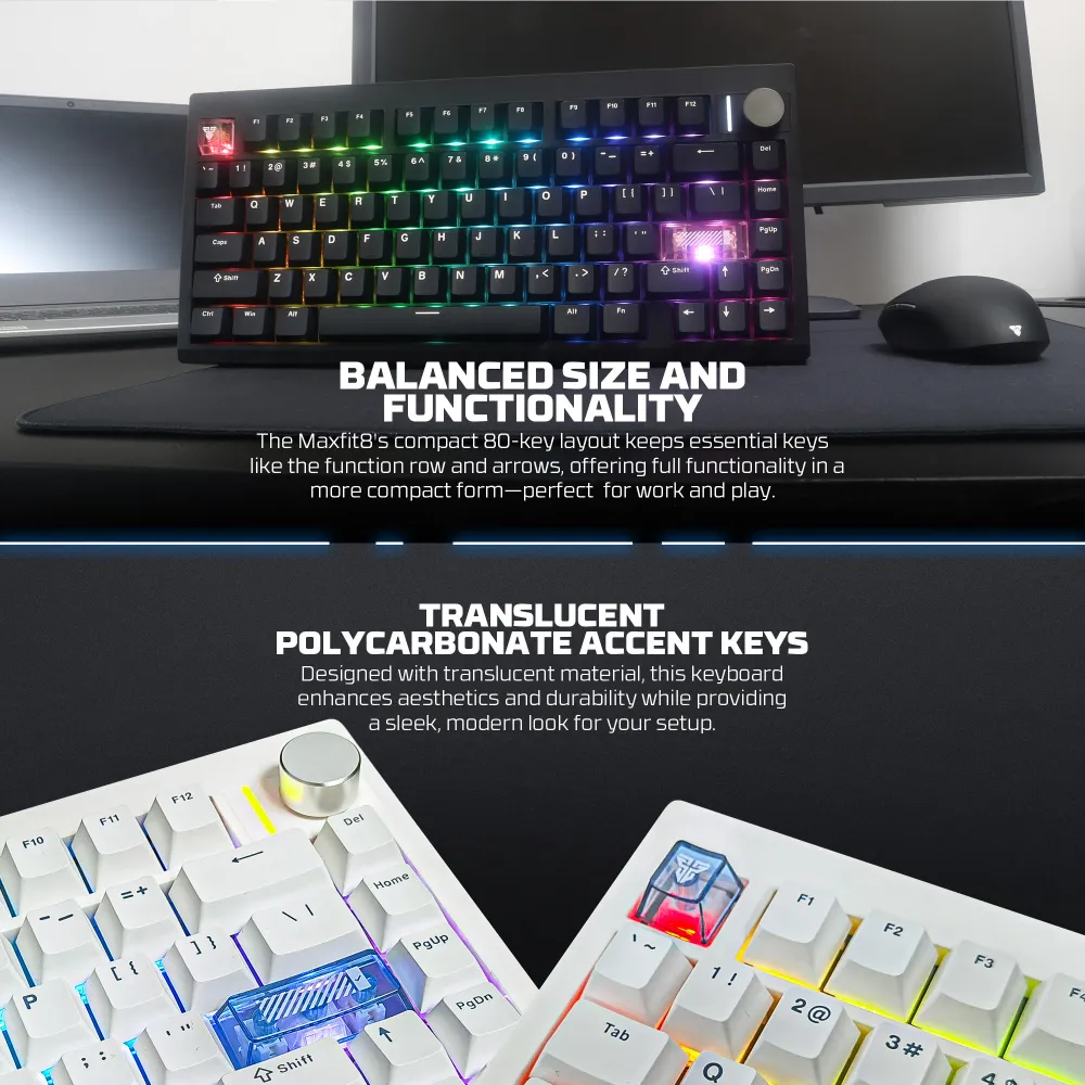 Tastatura Mehanicka Gaming Fantech MK921 Maxfit 8 Wireless white brown switch