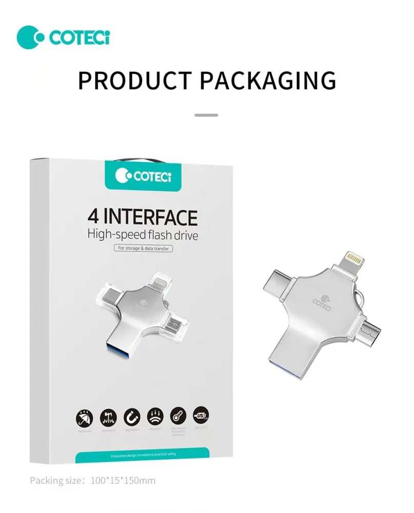 USB flash memorija Coteci CS8836 32GB USB 3.0/micro USB/Type C/lightning
