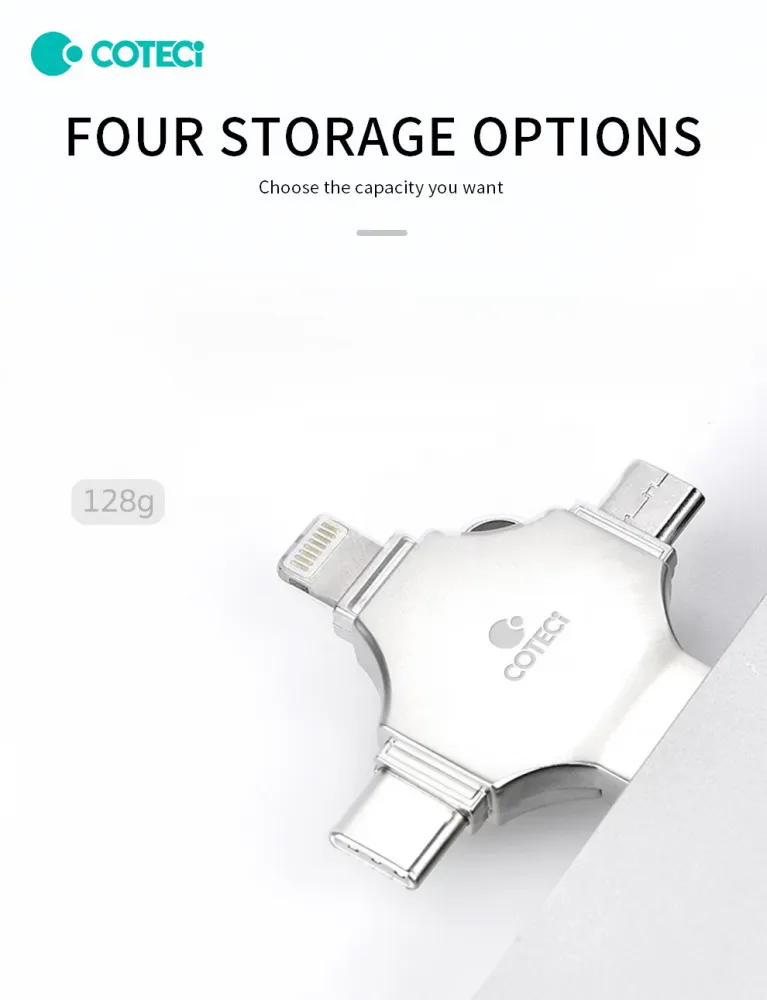 USB flash memorija Coteci CS8836 128GB USB 3.0/micro USB/Type C/lightning