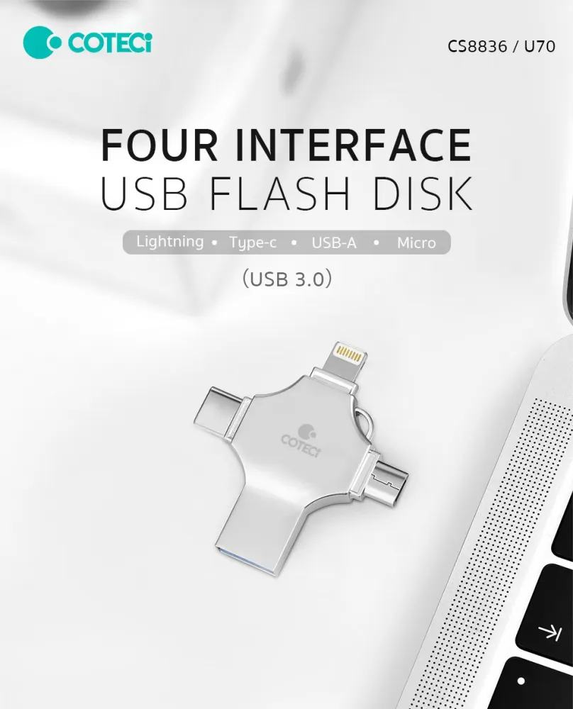 USB flash memorija Coteci CS8836 128GB USB 3.0/micro USB/Type C/lightning