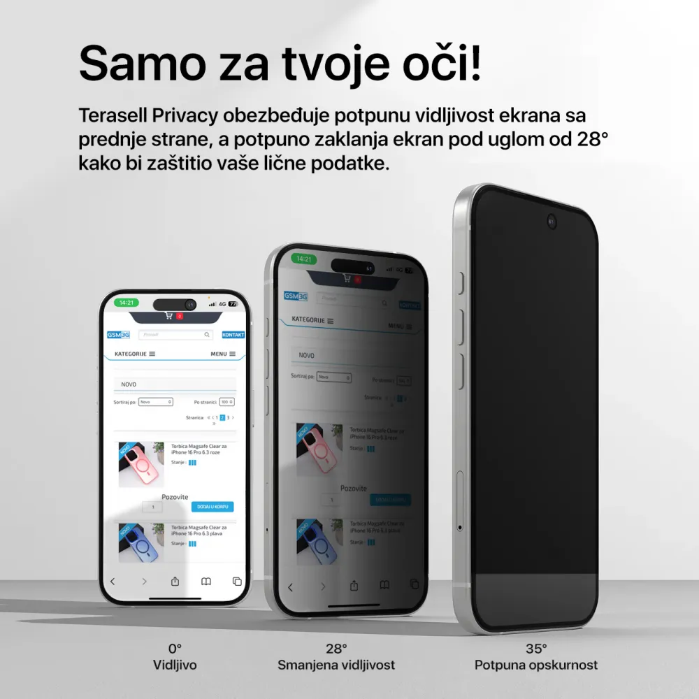 Zastitno staklo Zastitno staklo Privacy Teracell Titan 2.5D za iPhone 17 6.3 crni