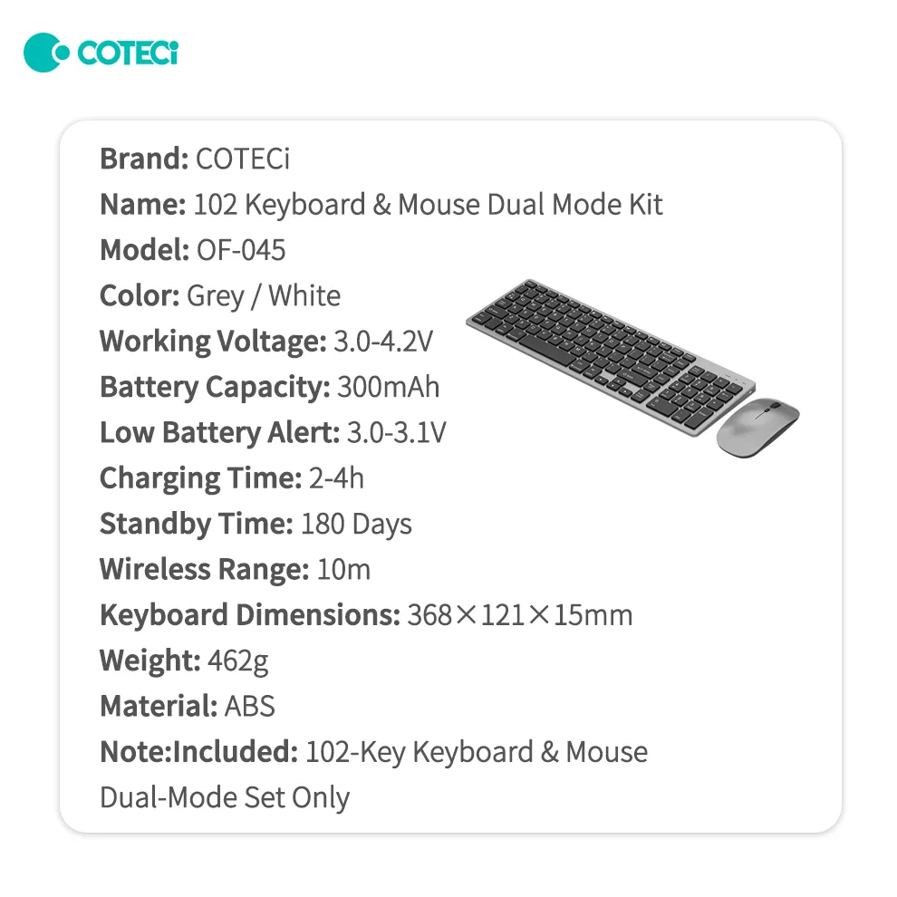 Combo mis i tastatura Coteci 102 siva