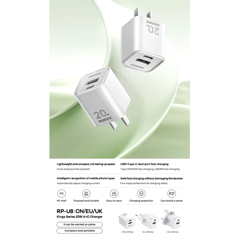 Kucni punjac REMAX RP-U8 20W Type C beli