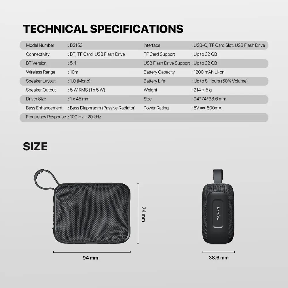 Bluetooth zvucnik Fantech BS153 NeraBox crni