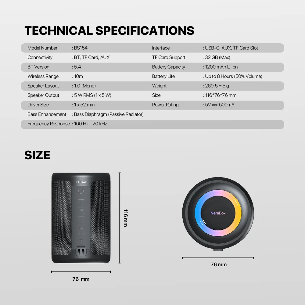 Bluetooth zvucnik Fantech BS154 NeraBox crni