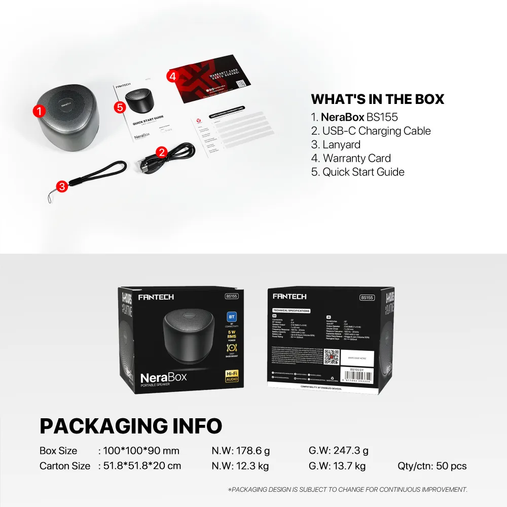 Bluetooth zvucnik Fantech BS155 NeraBox crni