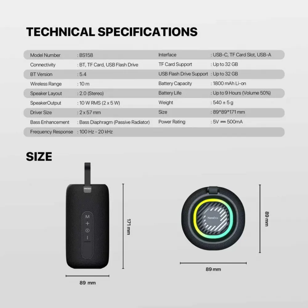 Bluetooth zvucnik Fantech BS158 NeraBox sivi