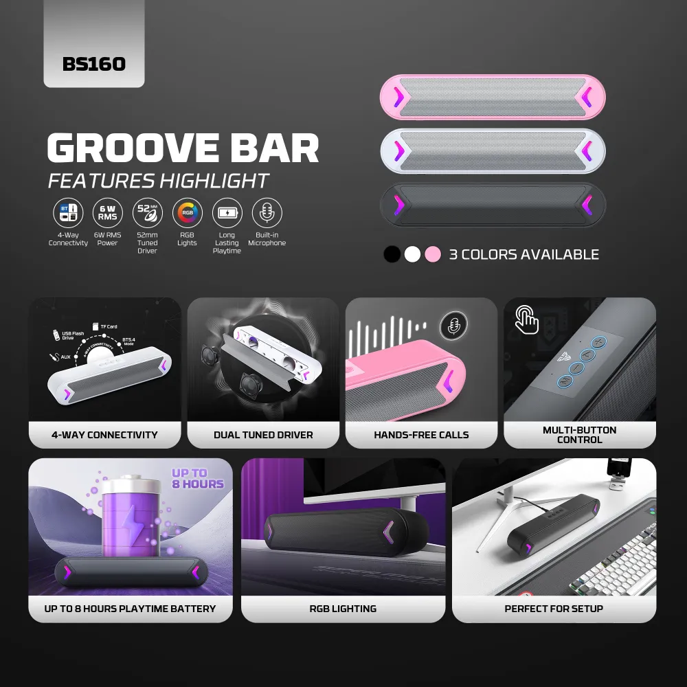 Bluetooth zvucnik Fantech BS160 GROOVE BAR crni