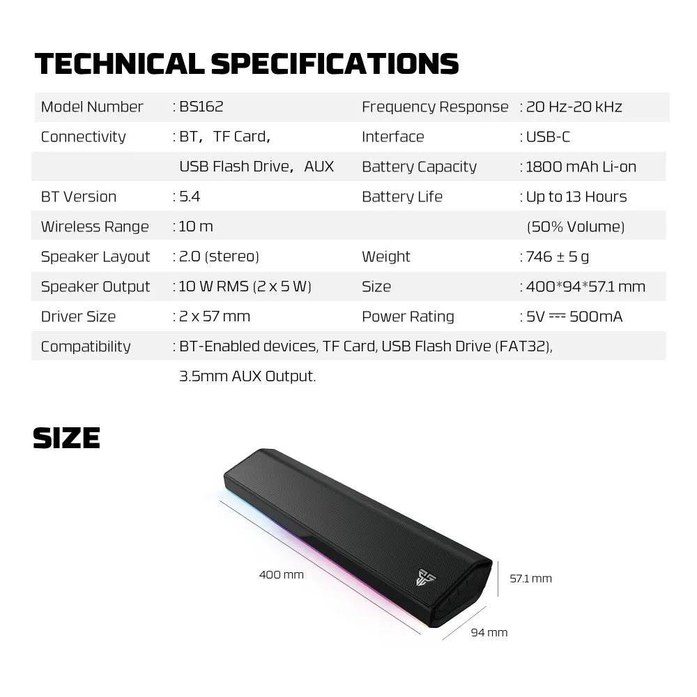 Bluetooth zvucnik Fantech GROOVE BAR PRO BS 162 crni