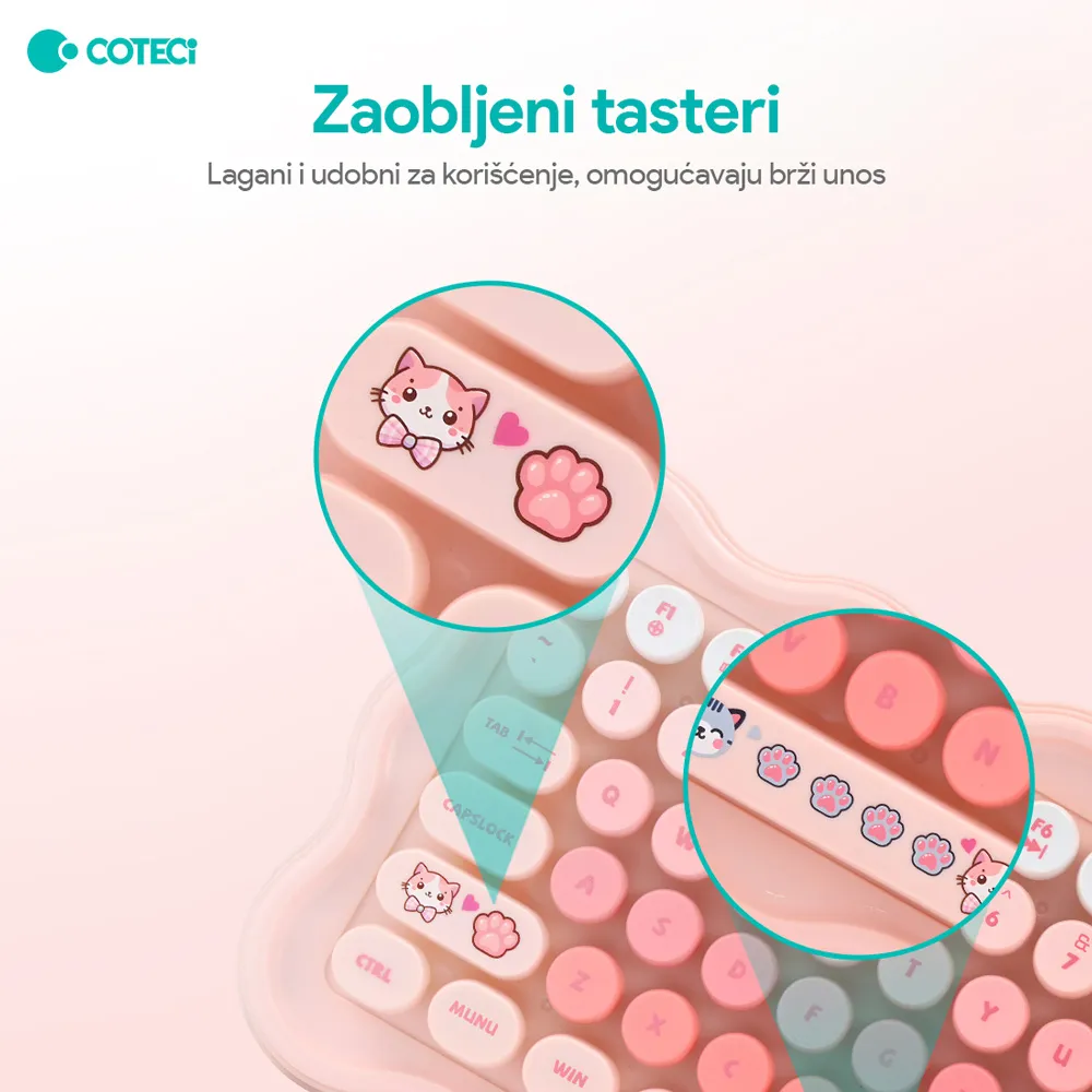 Combo mis i tastatura Coteci OF-056 roze