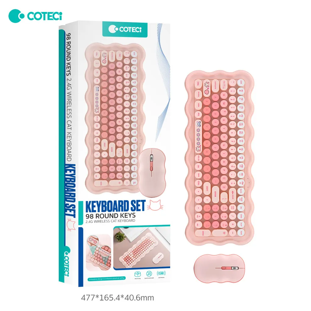 Combo mis i tastatura Coteci OF-056 roze