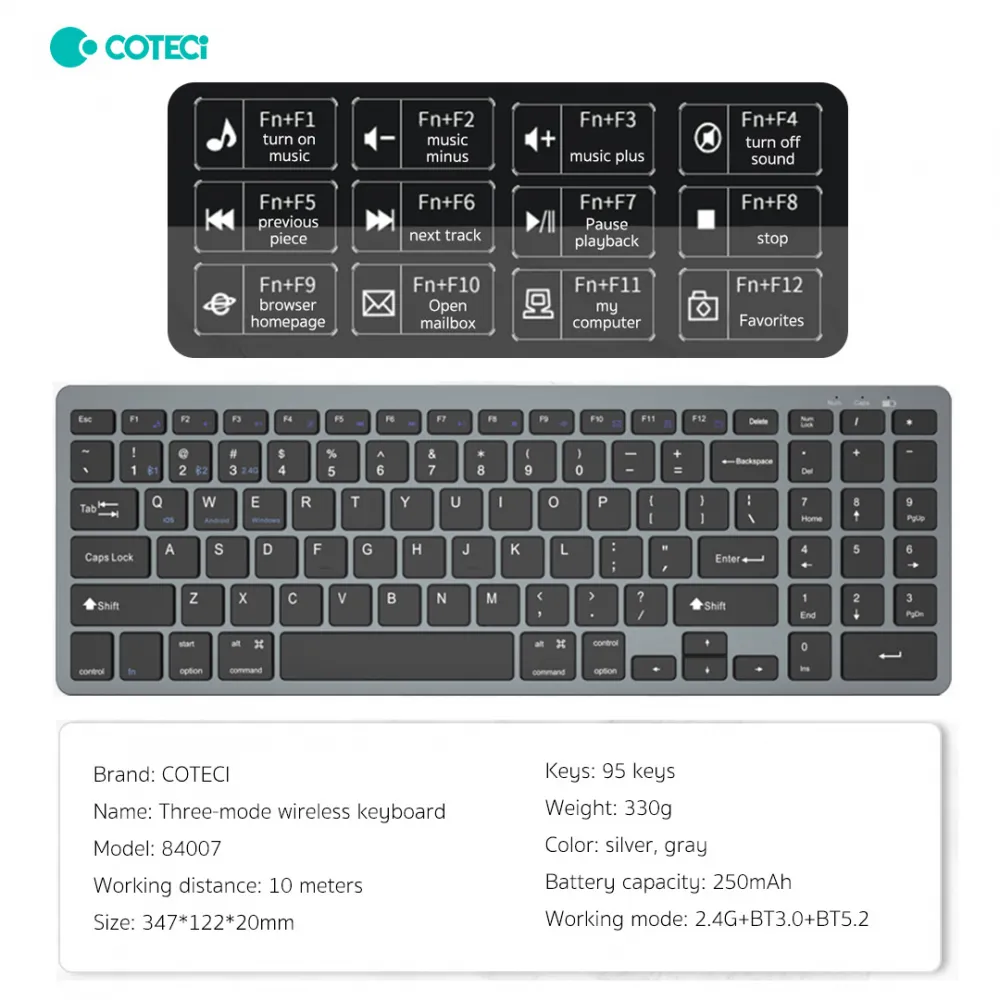 Tastatura Coteci 84007 siva