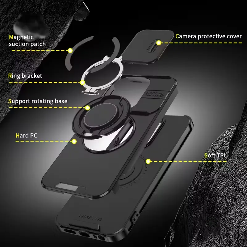Maska CamShield Ring stand za Xiaomi Redmi 15C 4G EU 173mm crna