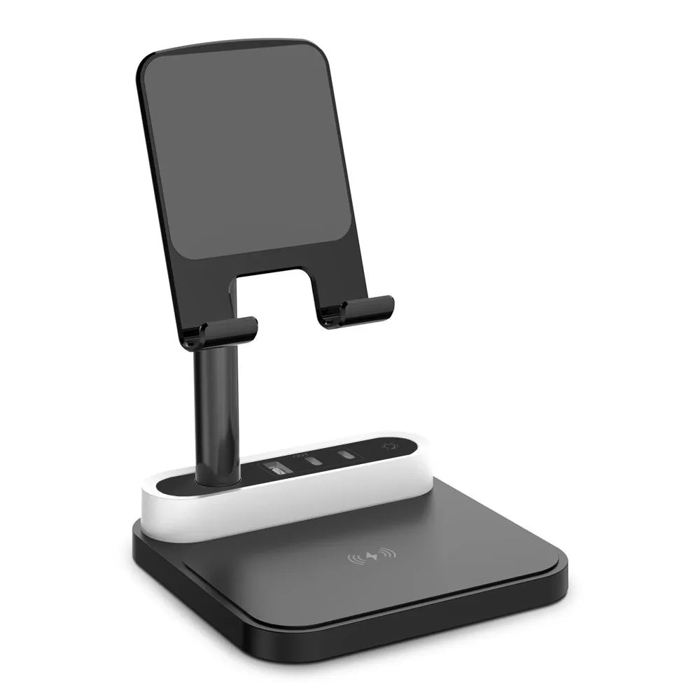 Desktop drzac za mobilni telefon HT531 sa wireless punjacem i LED svetlom crni