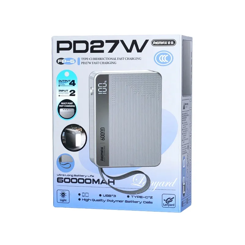 Power bank prenosiva baterija REMAX FP-5 PD27 60000mAh siva