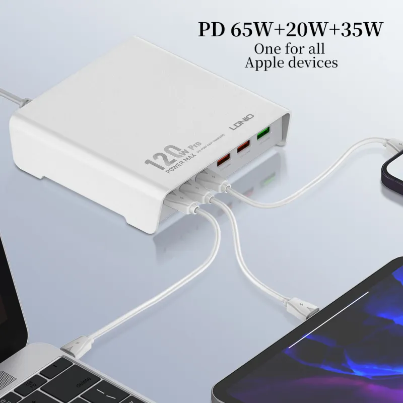 Kucni punjac LDNIO Q605, QC4+, PD3.0, SCP, PPS, VOOC, 120W total power beli