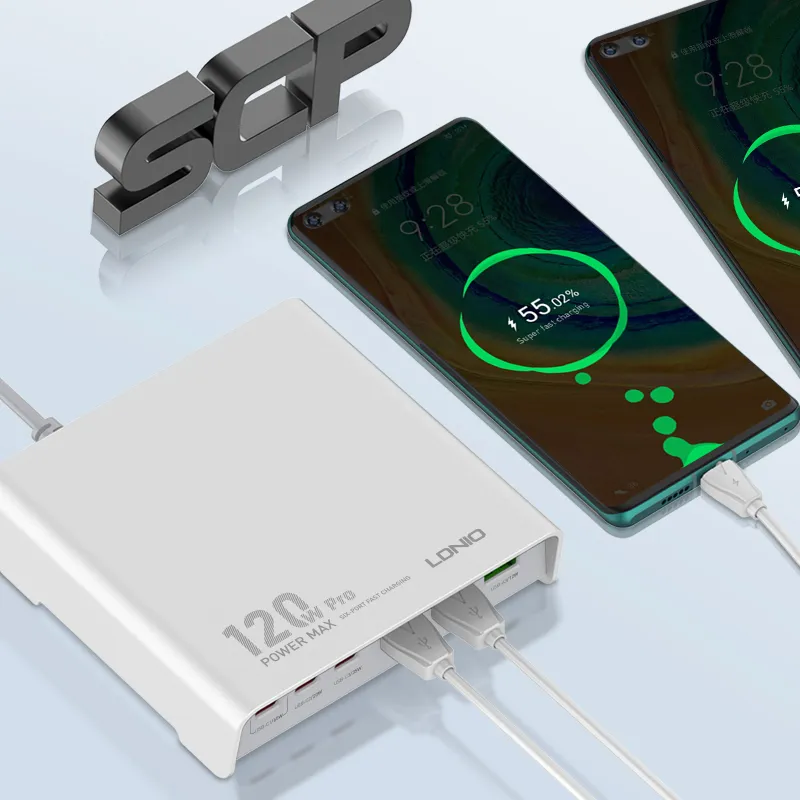 Kucni punjac LDNIO Q605, QC4+, PD3.0, SCP, PPS, VOOC, 120W total power beli