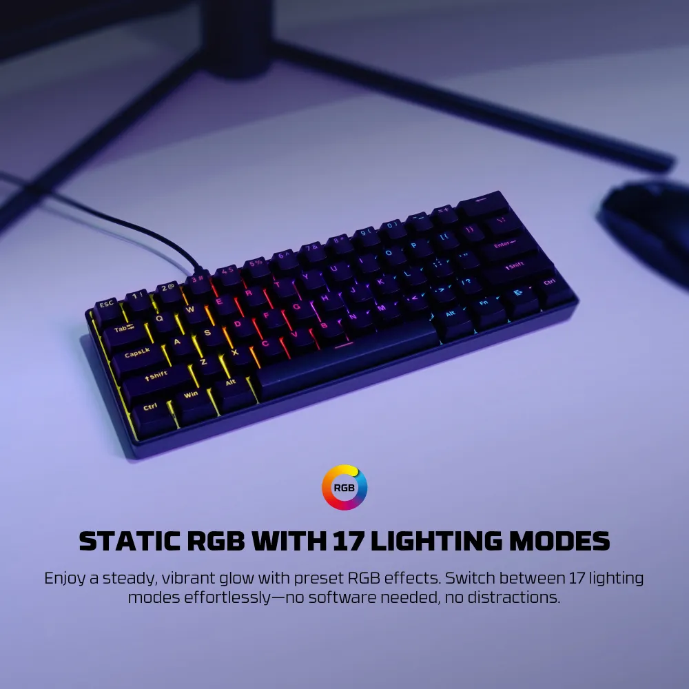 Tastatura Mehanicka Gaming Fantech MK211 RGB Atom61 crna (red switch)
