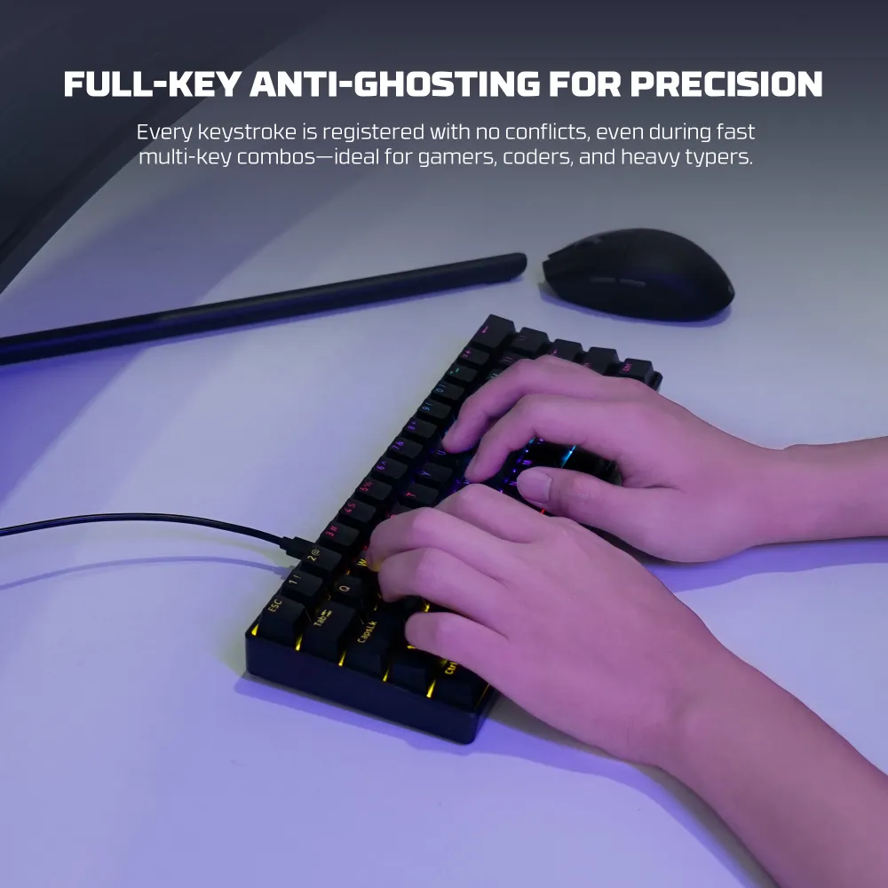 Tastatura Mehanicka Gaming Fantech MK211 RGB Atom61 crna (red switch)