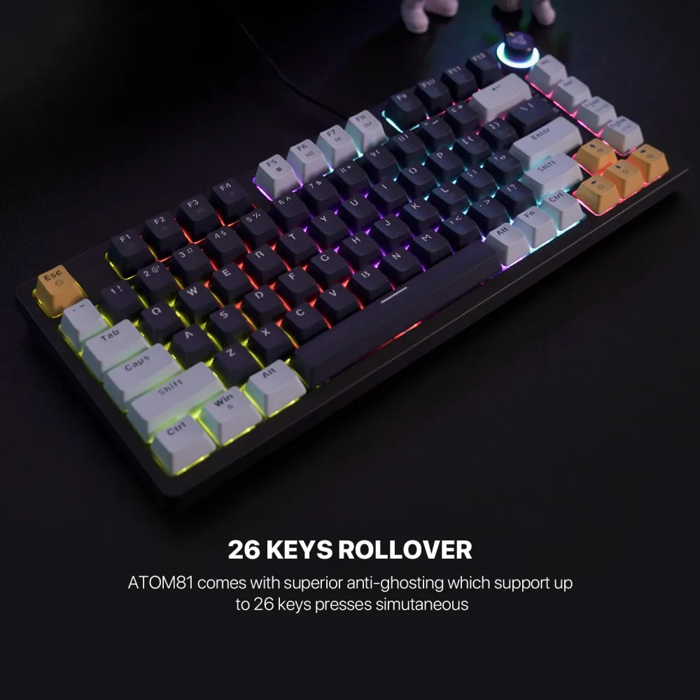 Tastatura Mehanicka Gaming Fantech MK875 RGB Atom 81 Navy (rosie switch)