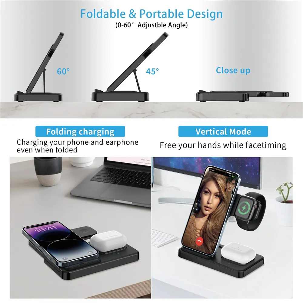 Desktop drzac za mobilni telefon Z5G 3u1 (wireless punjac za mobilni telefon, slusalice i Apple smart watch)