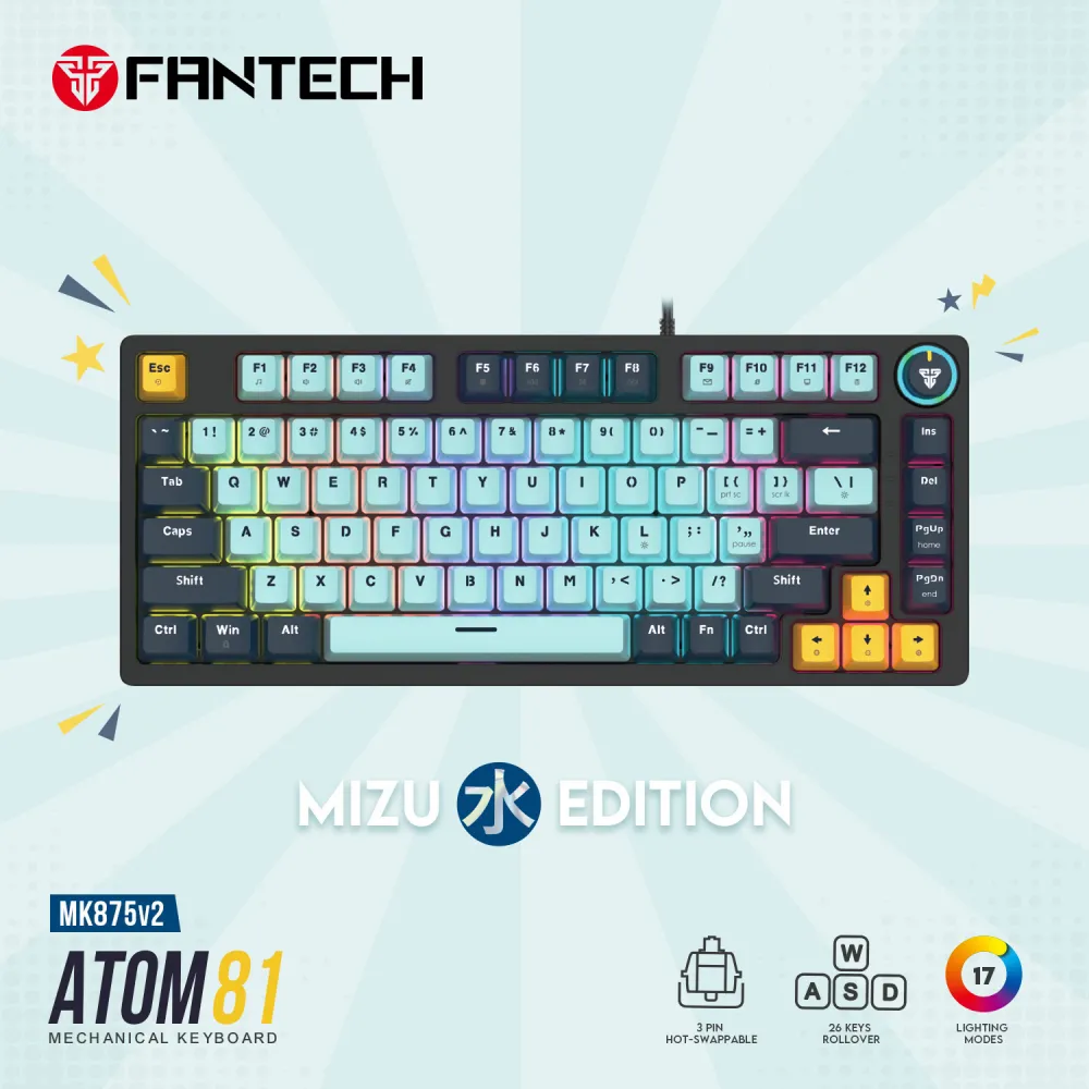 Tastatura Mehanicka Gaming Fantech MK875 RGB Atom 81 SkyBlue (Rosie switch)
