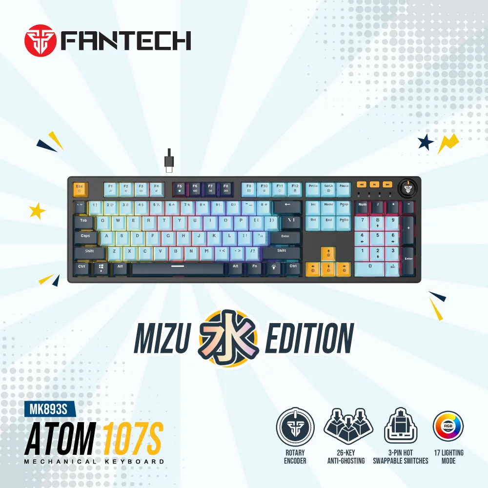 Tastatura Mehanicka Gaming Fantech MK893S RGB Atom 107S MIZU Blue (Blue switch)
