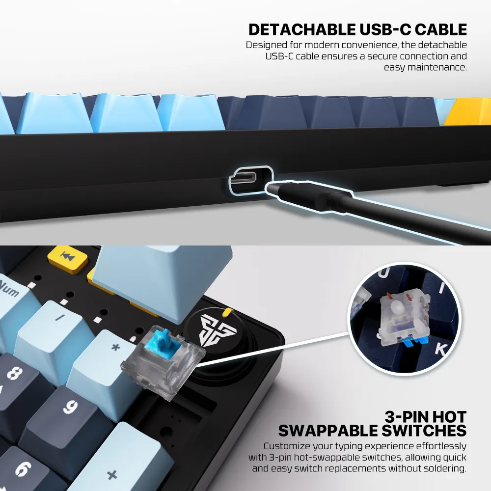 Tastatura Mehanicka Gaming Fantech MK893S RGB Atom 107S MIZU Blue (Blue switch)