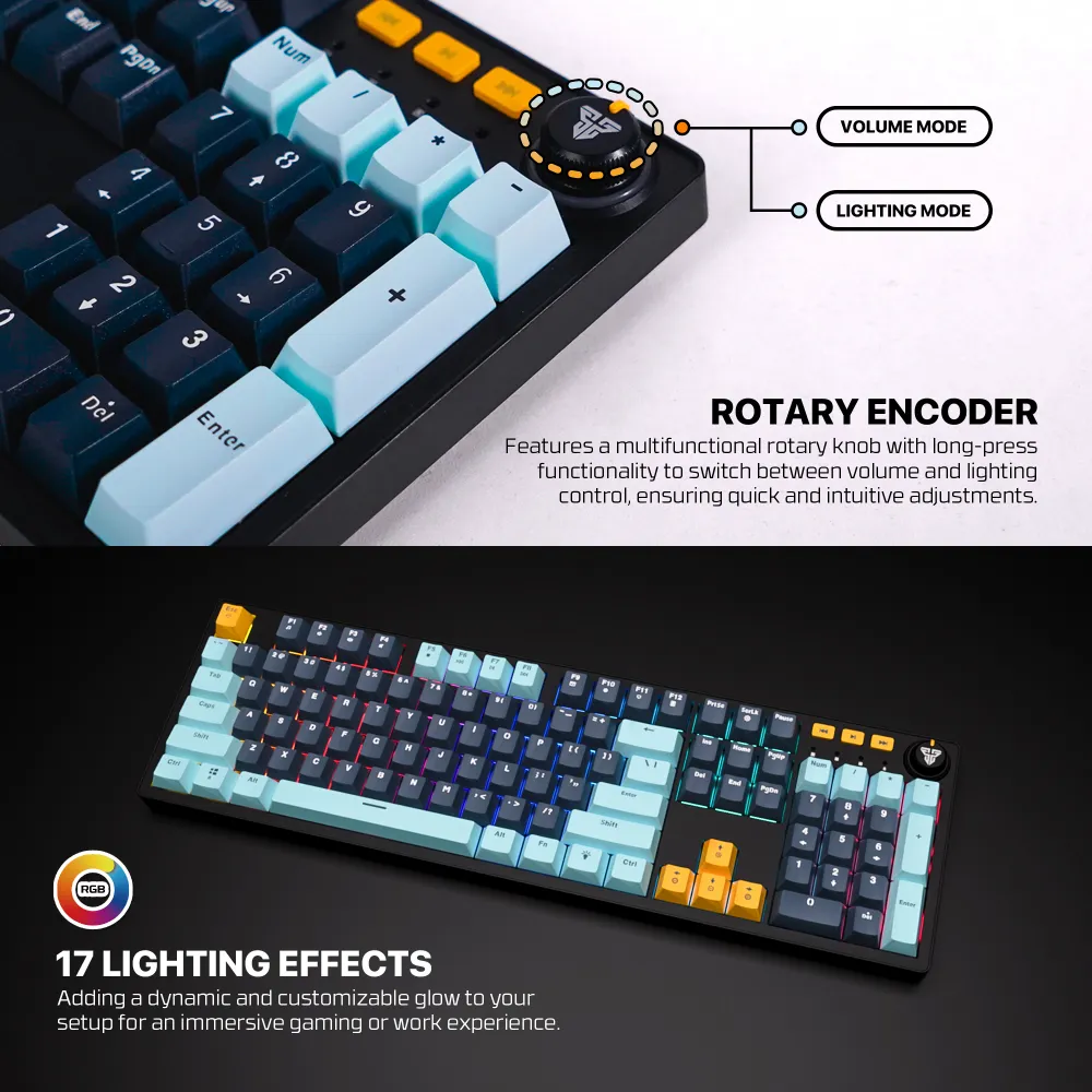 Tastatura Mehanicka Gaming Fantech MK893S RGB Atom 107S MIZU Blue (Blue switch)